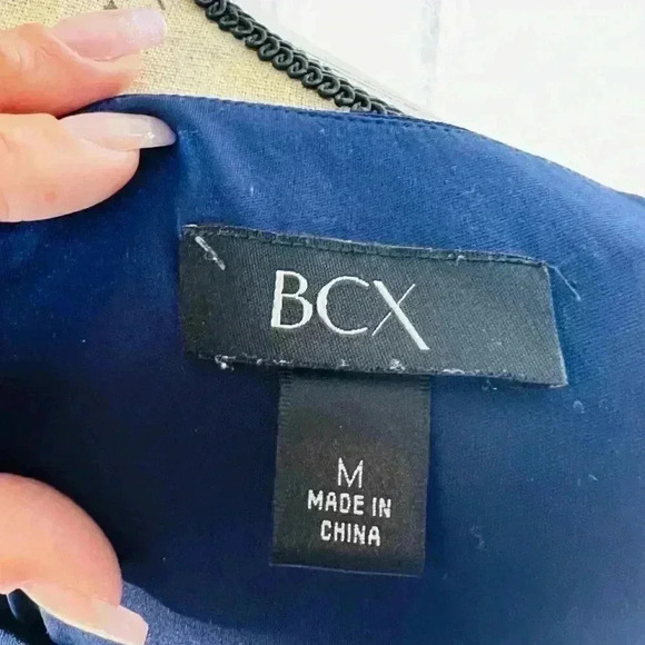 BCX DRESS Size M Womens Blue Lined Tie front Pullover 3/4 sleeve tunic - Picture 8 of 11